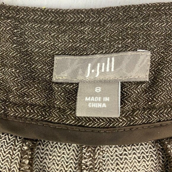 J Jill Womens Dress Slack Pants Linen Blend Brown Herringbone Wide Leg Size 8 - Picture 11 of 13